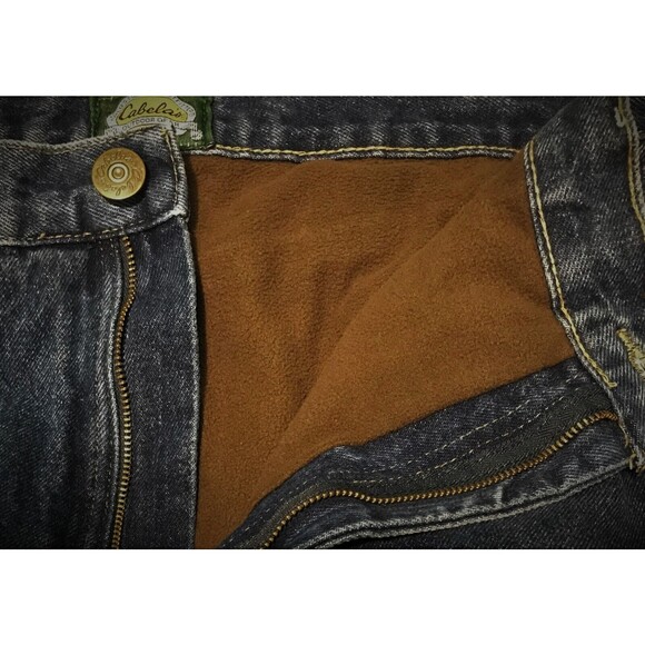 Cabela's Blue Jeans Men's Size 42x28 Brown Flannel Lined Relaxed Denim High Rise - Picture 12 of 12